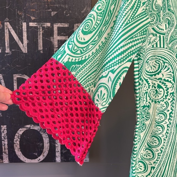 🇪🇸🥑Khaadi Cotton Kurti - Paisley Floral Cambric Tunic Paisley Crochet green 6 - Picture 2 of 6